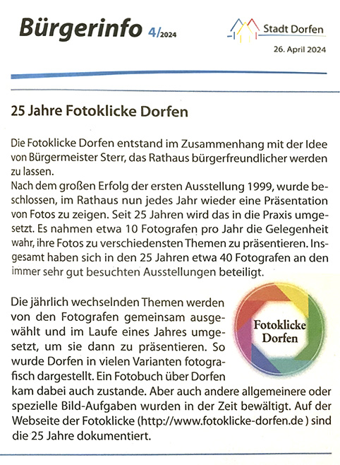 Artikel in "Dorfen Aktuell", Ausgabe 4/99